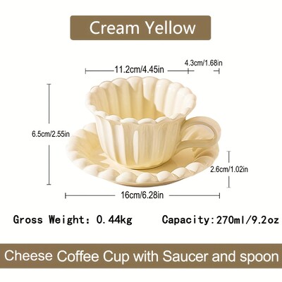 Gėlės formos puodelis Keramikos kavos puodelis ir lėkštė Popietės arbatos desertas Prabangus kūrybingas puodelis Mokytojo padėkos dovanos