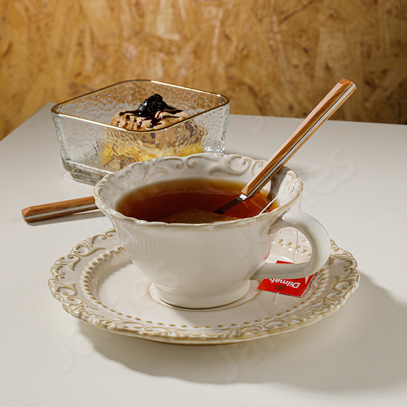 Barokiniai keraminiai kavos puodeliai šiaurietiško stiliaus kavos puodelis Vintage Paprasti vienspalviai arbatos puodeliai Klasikinio stiliaus arbatos puodelių rinkinys Keraminiai puodeliai