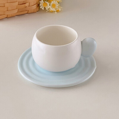 Keraminis namų kavos puodelis su lėkšte Biuro popietės arbatos puodeliai Creative Nordic Mug paprastas komplektas vandens puodelio lėkštė Namų arbatos puodelis 180ml