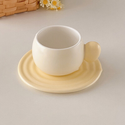 Keraminis namų kavos puodelis su lėkšte Biuro popietės arbatos puodeliai Creative Nordic Mug paprastas komplektas vandens puodelio lėkštė Namų arbatos puodelis 180ml