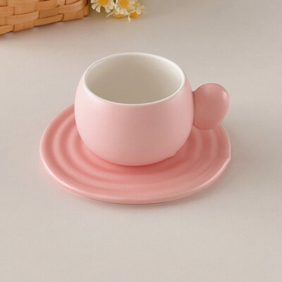 Keraminis namų kavos puodelis su lėkšte Biuro popietės arbatos puodeliai Creative Nordic Mug paprastas komplektas vandens puodelio lėkštė Namų arbatos puodelis 180ml