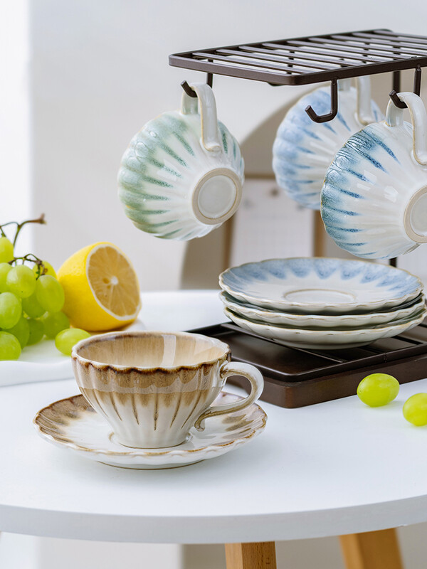 Senovinis kavos puodelis su lėkšte „Exquisite Ins“ europietiško stiliaus popietės arbatos puodelių rinkinys Creative Home Keraminis puodelis Virtuvės gėrimai