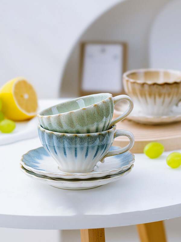 Senovinis kavos puodelis su lėkšte „Exquisite Ins“ europietiško stiliaus popietės arbatos puodelių rinkinys Creative Home Keraminis puodelis Virtuvės gėrimai