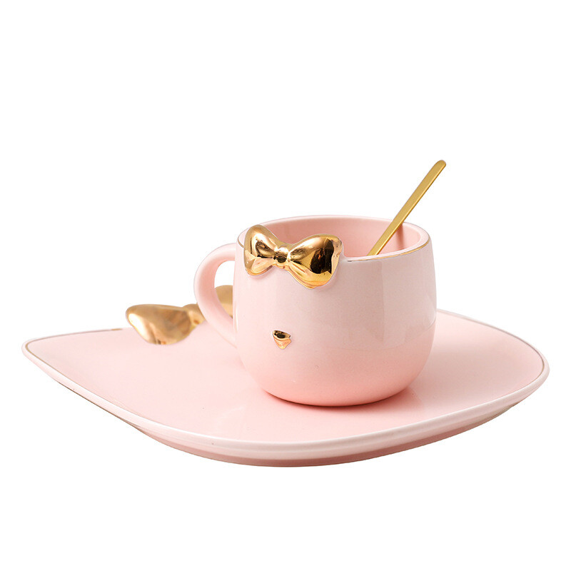 250ml Σετ Κεραμικό Κεραμικό Καφέ Καφέ και Πιατάκι με κουτάλι και δίσκο Cute Literary Cup Κύπελλο δώρου γραφείου