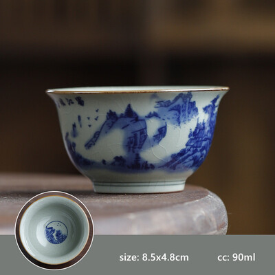 90 ml rankomis dažytas keraminis arbatos puodelis Buitinis kavos puodelis Individualus arbatos puodelis Retro rankų darbo arbatos puodelis Tradiciniai arbatos rinkiniai