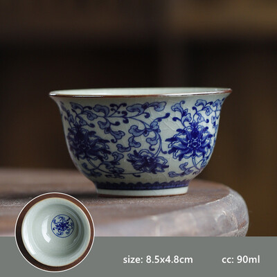 90 ml rankomis dažytas keraminis arbatos puodelis Buitinis kavos puodelis Individualus arbatos puodelis Retro rankų darbo arbatos puodelis Tradiciniai arbatos rinkiniai