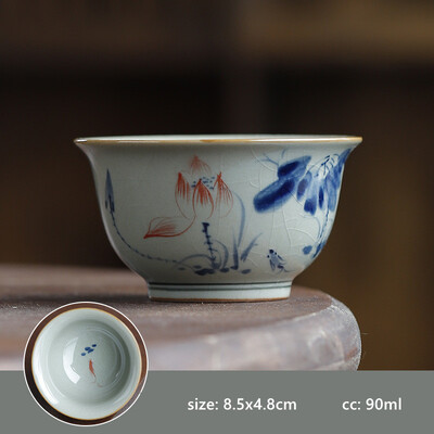 90 ml rankomis dažytas keraminis arbatos puodelis Buitinis kavos puodelis Individualus arbatos puodelis Retro rankų darbo arbatos puodelis Tradiciniai arbatos rinkiniai