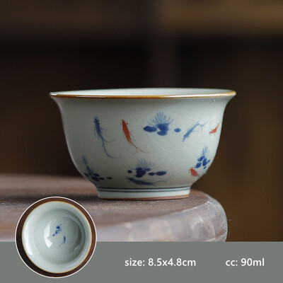 90 ml rankomis dažytas keraminis arbatos puodelis Buitinis kavos puodelis Individualus arbatos puodelis Retro rankų darbo arbatos puodelis Tradiciniai arbatos rinkiniai