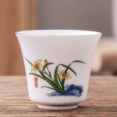 Kinų stiliaus rankomis piešta gėlių iliustracija arbatos puodelis Buitinis arbatos rinkinys Keraminis rankomis dažytas arbatos puodelis Master Cup asmeninis puodelis