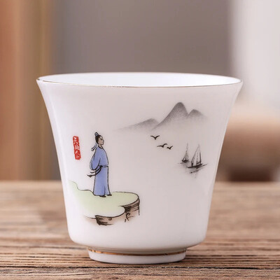 Kinų stiliaus rankomis piešta gėlių iliustracija arbatos puodelis Buitinis arbatos rinkinys Keraminis rankomis dažytas arbatos puodelis Master Cup asmeninis puodelis