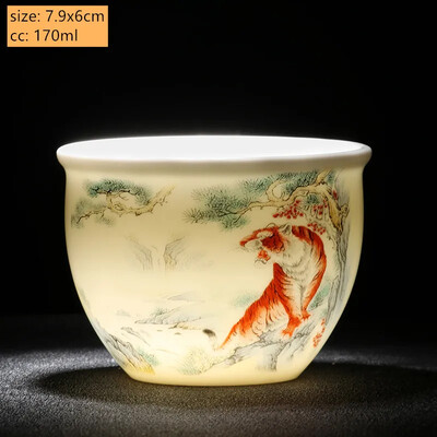 Naujas Suet Jade keramikinis arbatos puodelis Zodiako tigro arbatos puodelis Master Cup Baltas porcelianinis arbatos rinkinys Buitinis Boutique arbatos dubenėlis gėrimams