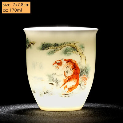 Naujas Suet Jade keramikinis arbatos puodelis Zodiako tigro arbatos puodelis Master Cup Baltas porcelianinis arbatos rinkinys Buitinis Boutique arbatos dubenėlis gėrimams