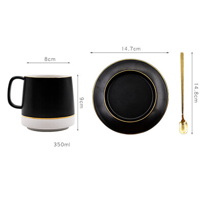 350ml Nordic Style Creative Ceramic Mark puodelio lėkščių rinkinys Namai Minimalistinis didelės talpos kavos puodelis Personalizuotas poros vandens puodelis