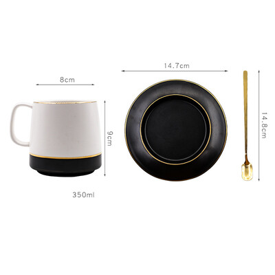 350ml Nordic Style Creative Ceramic Mark puodelio lėkščių rinkinys Namai Minimalistinis didelės talpos kavos puodelis Personalizuotas poros vandens puodelis