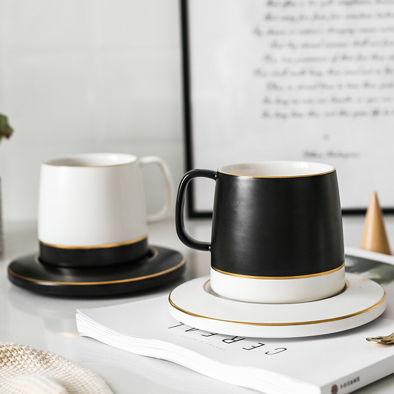 350ml Nordic Style Creative Ceramic Mark puodelio lėkščių rinkinys Namai Minimalistinis didelės talpos kavos puodelis Personalizuotas poros vandens puodelis