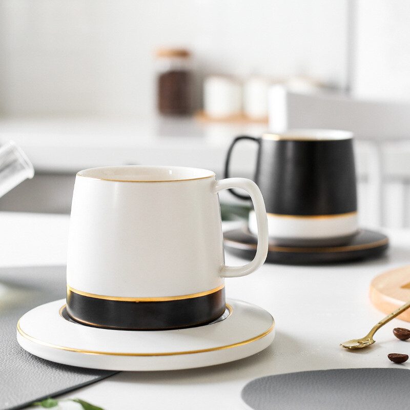 350ml Nordic Style Creative Ceramic Mark puodelio lėkščių rinkinys Namai Minimalistinis didelės talpos kavos puodelis Personalizuotas poros vandens puodelis