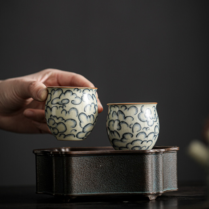 1 tk Ru Ahju keraamiline teetass Antiikne isiklik Master Cup Kodumajapidamises kasutatav portselanist teekomplekt Reisi meditatsioonitass Ilu väike teekauss