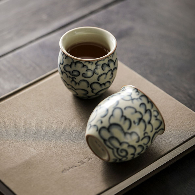1 tk Ru Ahju keraamiline teetass Antiikne isiklik Master Cup Kodumajapidamises kasutatav portselanist teekomplekt Reisi meditatsioonitass Ilu väike teekauss