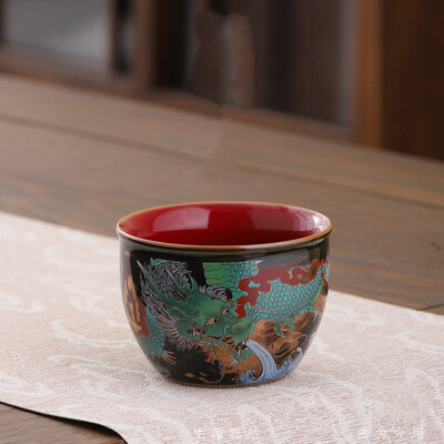 Ceașcă de ceai din ceramică cu culoare emailată Boutique, castron mic de ceai rafinat, set de ceai chinezesc, consumabile, ceașcă de ceai personalizată de înaltă calitate, 110 ml