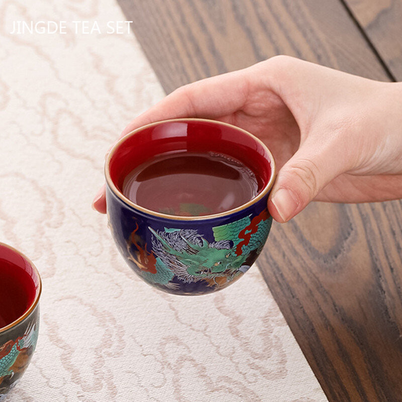 Ceașcă de ceai din ceramică cu culoare emailată Boutique, castron mic de ceai rafinat, set de ceai chinezesc, consumabile, ceașcă de ceai personalizată de înaltă calitate, 110 ml