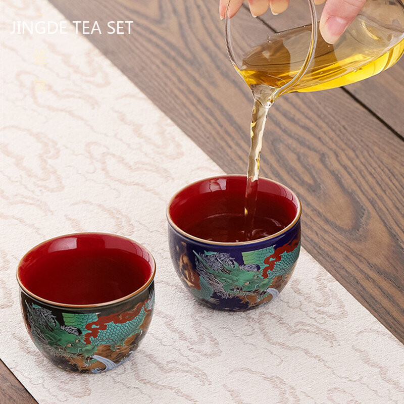 Ceașcă de ceai din ceramică cu culoare emailată Boutique, castron mic de ceai rafinat, set de ceai chinezesc, consumabile, ceașcă de ceai personalizată de înaltă calitate, 110 ml