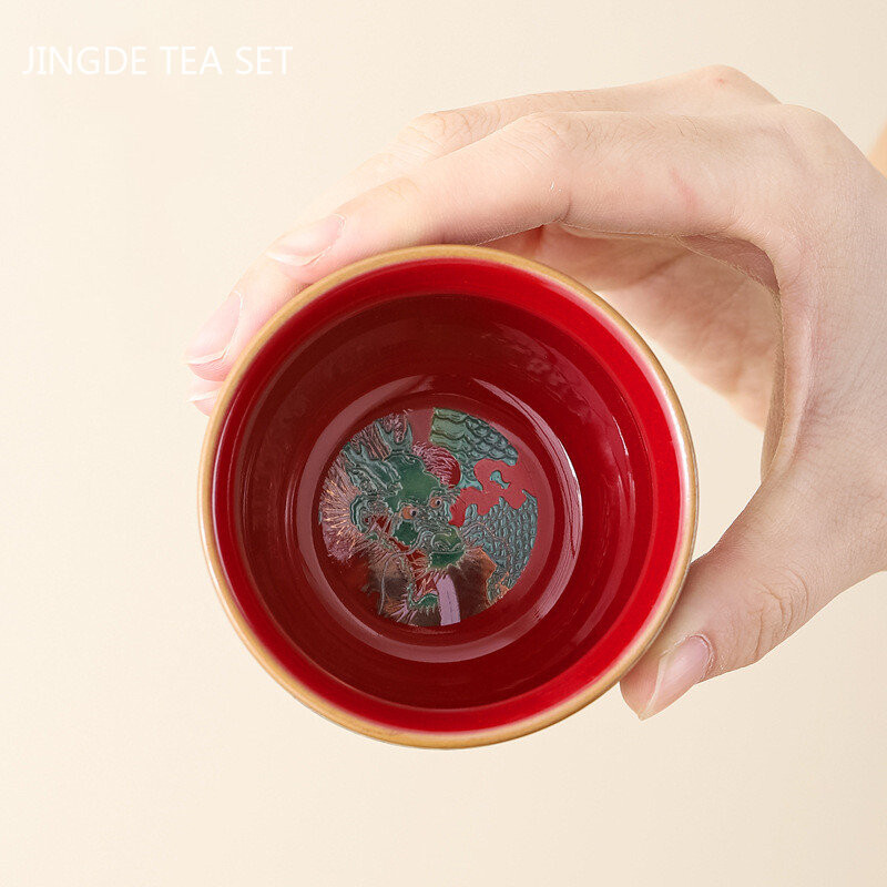 Ceașcă de ceai din ceramică cu culoare emailată Boutique, castron mic de ceai rafinat, set de ceai chinezesc, consumabile, ceașcă de ceai personalizată de înaltă calitate, 110 ml