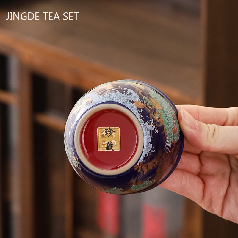 Ceașcă de ceai din ceramică cu culoare emailată Boutique, castron mic de ceai rafinat, set de ceai chinezesc, consumabile, ceașcă de ceai personalizată de înaltă calitate, 110 ml