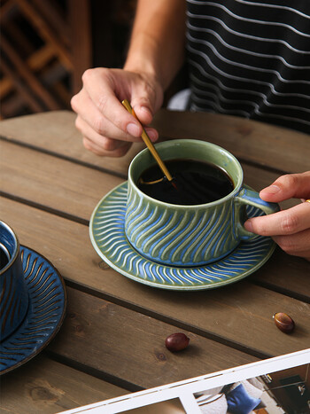 Simple Nordic Luxury European Home Ceramic Coffee Tea Σετ Απογευματινό Tea Office Retro Flower Tea Ceramic Cup Κούπα Ζευγάρι