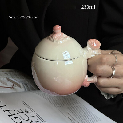 230/390 ml Pearl Creative keramikinis kavos puodelių ir lėkščių rinkinys Cute Girl Pink Mark Cup High Beauty 2024 New Edition puodelių indų rinkiniai