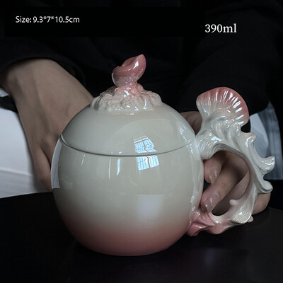 230/390 ml Pearl Creative keramikinis kavos puodelių ir lėkščių rinkinys Cute Girl Pink Mark Cup High Beauty 2024 New Edition puodelių indų rinkiniai