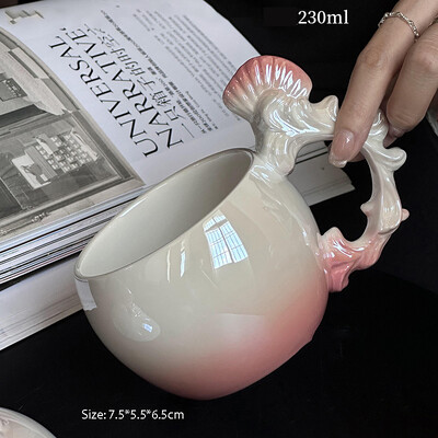 230/390 ml Pearl Creative keramikinis kavos puodelių ir lėkščių rinkinys Cute Girl Pink Mark Cup High Beauty 2024 New Edition puodelių indų rinkiniai