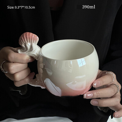 230/390 ml Pearl Creative keramikinis kavos puodelių ir lėkščių rinkinys Cute Girl Pink Mark Cup High Beauty 2024 New Edition puodelių indų rinkiniai