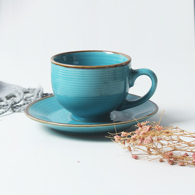 Aukštos kokybės kūrybinių kavos puodelių rinkinys Buitinis popietės arbatos puodelis su lėkšte Paprastas europietiško stiliaus puodelis Cappuccino puodeliai Latte 200 ml