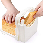 Sulankstomas skrebučio pjaustyklės įrankis, plastikinis reguliuojamas duonos kepalo pjaustymo mašina, skirta virtuvėje Naminės duonos pjaustymo vadovas