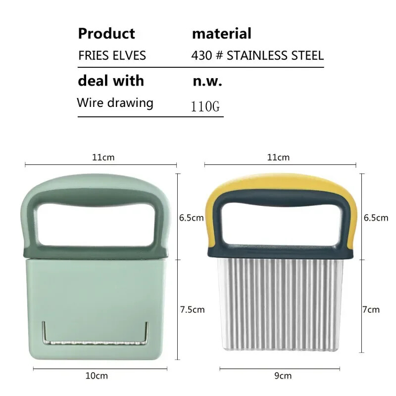 Nerūdijančio plieno bulvių drožlių pjaustyklė tešla Daržovių vaisių raukšlėtis banguota virtuvės peilio pjaustyklė Prancūziškų gruzdintuvų gaminimo įrankių programėlė