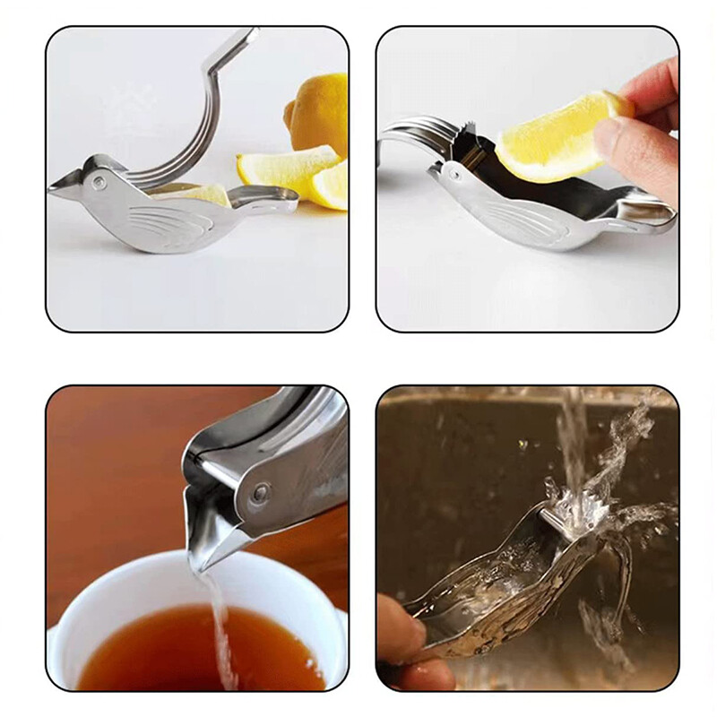 Genting nerūdijančio plieno rankinė citrinų sulčiaspaudė ir laimo spaudyklė, sidabro paukščio formos citrinų sulčiaspaudė