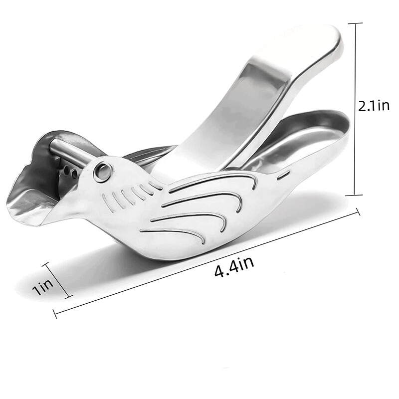 Genting nerūdijančio plieno rankinė citrinų sulčiaspaudė ir laimo spaudyklė, sidabro paukščio formos citrinų sulčiaspaudė