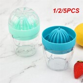 1/2/5 vnt. plastikinis citrinų spaustukas su dangteliu Rankinė citrinų sulčiaspaudė Apelsinų spaudimo puodelis Citrusinių vaisių spaudyklė Rankų vaisių citrinų apelsinų sultys