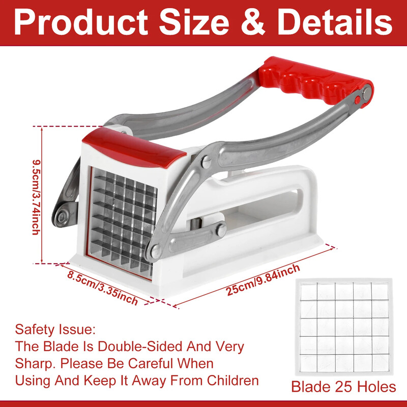 Nerūdijančio plieno bulvių smulkintuvas su 25/49 skylių peiliukais, greito pjaustymo rankiniu būdu maisto pjaustyklės virtuvės daržovių pjaustytuvas