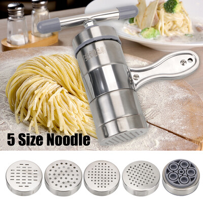 Εγχειρίδιο Inox Making Spaghetti Pasta Machine Maker Noodle Maker Fruits Juicer With 5 Pressing Forms Multifunctional