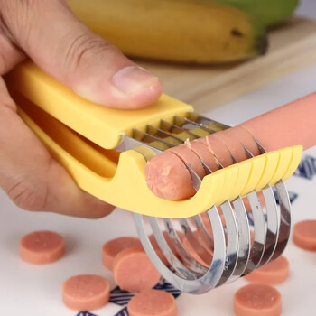 Creative Banana Slicer Sausage Slicer Κόφτης λαχανικών και φρούτων Sharp Slicer από ανοξείδωτο ατσάλι Αξεσουάρ κουζίνας για κόφτη μπανάνας