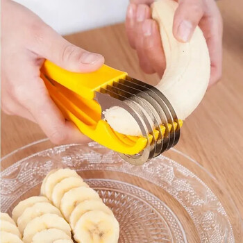 Creative Banana Slicer Sausage Slicer Κόφτης λαχανικών και φρούτων Sharp Slicer από ανοξείδωτο ατσάλι Αξεσουάρ κουζίνας για κόφτη μπανάνας