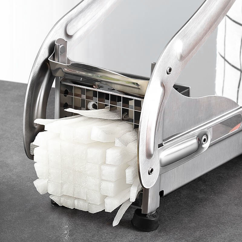 Rezač krumpira Rezač za prženje s 2 oštrice od nehrđajućeg čelika Višenamjenska sjeckalica od nehrđajućeg čelika Ručni alat za rezanje