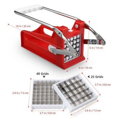 Nerūdijantis bulvių smulkintuvas gruzdintų bulvyčių pjaustyklės drožlių pjaustytuvas, 2 peiliukai