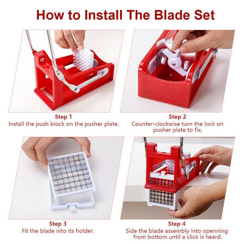 Nerūdijantis bulvių smulkintuvas gruzdintų bulvyčių pjaustyklės drožlių pjaustytuvas, 2 peiliukai