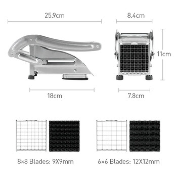 Резачки за пържени картофи от неръждаема стомана Машина за рязане на ленти за картофен чипс Машина за рязане Машина за нарязване Чопър Резачки Домашна кухня Джаджи