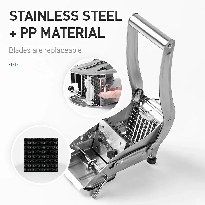 Nerūdijančio plieno gruzdintų bulvyčių pjaustyklės Bulvių traškučių juostelių pjaustymo mašina Pjaustyklė Smulkintuvas Smulkintuvas Namų virtuvės prietaisai