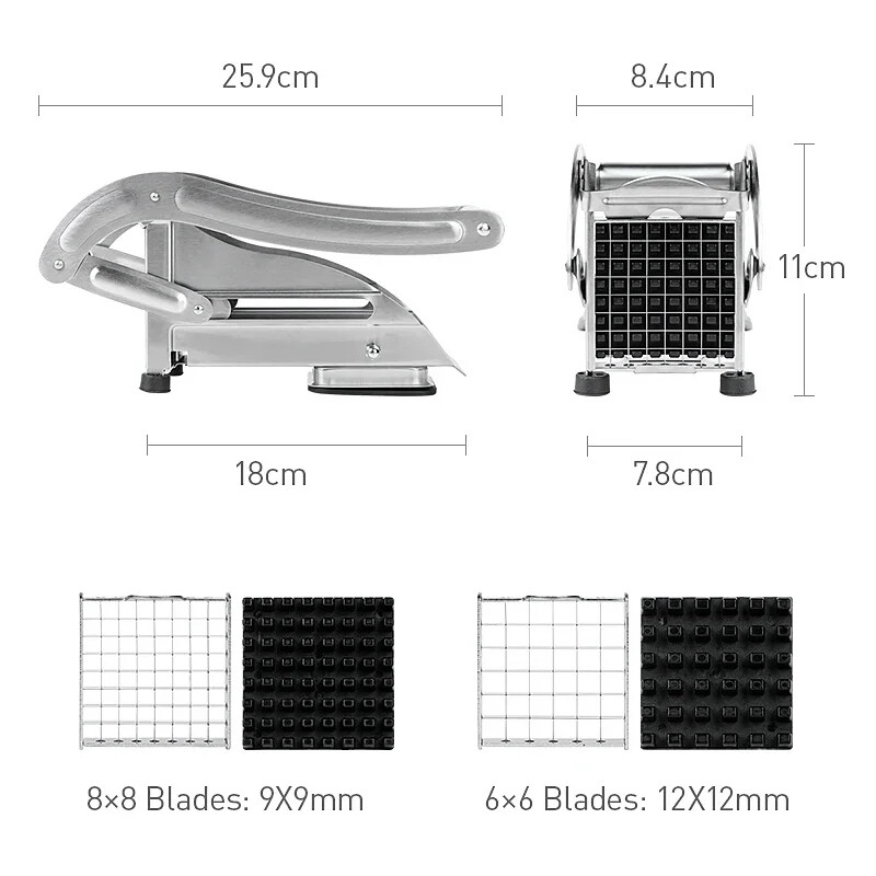 Nerūdijančio plieno gruzdintų bulvyčių pjaustyklės Bulvių traškučių juostelių pjaustymo mašina Pjaustyklė Smulkintuvas Smulkintuvas Namų virtuvės prietaisai