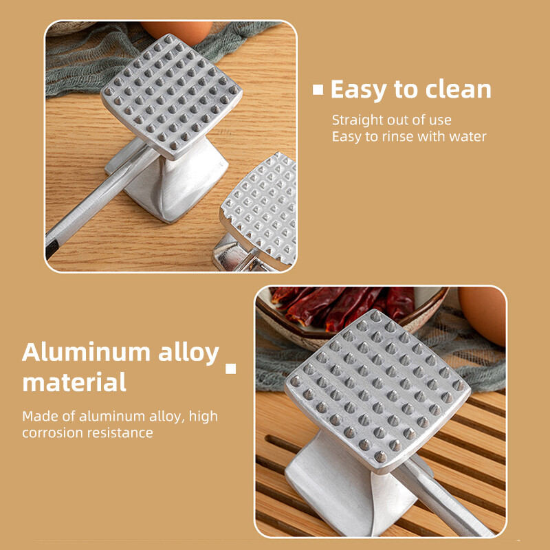 23 cm Mėsos minkštiklis Hammer Steak Tenderizer Hammer Meat Birus Aliuminio lydinio Knock Hammer Namų virtuvės Dvipusis minkštiklis