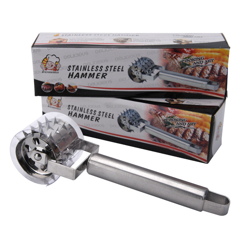 1 buc din oțel inoxidabil pentru frângerea cărnii tocător ciocan cu role pentru friptură cu laturi de carne de porc pentru gătit unelte de bucătărie